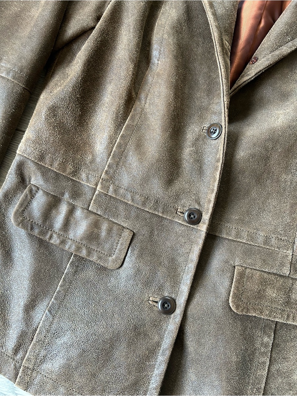 THE TERRITORY AHEAD Leather Blazer Jacket Brown Distressed Size Small - Picture 3 of 10